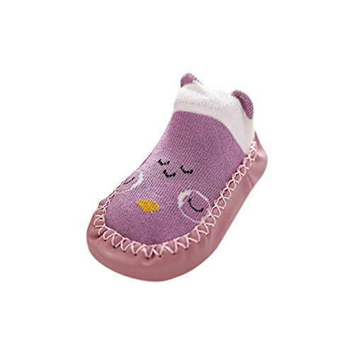 Baby Boy Girls First-Walking Training Shoes Cute Knit Sneakers Infant First Walking Shoes 6-12,12-18, 18-24 Months Princess Flats Purple