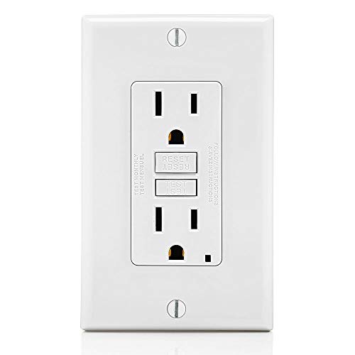 Leviton GFCI Outlet, 15 Amp, Self Test, Non Tamper-Resistant with LED Indicator Light, Protection from Electric Shock and Electrocution, GFNT1-W, White