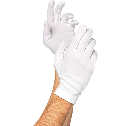 Amscan 393229 Santa Cotton Gloves, Adult Size, White