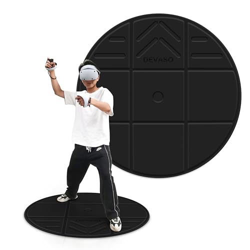 DEVASO Foldable VR Mat for Meta Quest 3/Apple Vision Pro, Round Anti Fatigue Large Mat, Anti-slip and Comfortable Floor Mat, Premium Game Accessories Compatible with PSVR2, Oculus/Meta Quest 2/Pro