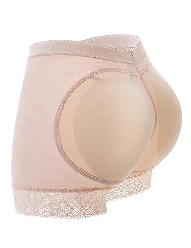 WEICHENS Womens Fake Buttock Briefs Butt Lifter Padded Control Panties Hip Enhancer Underwear Shapewear Boyshort Beige
