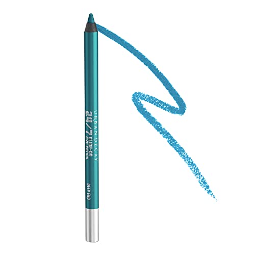 URBAN DECAY 24/7 Glide-On Waterproof Eyeliner Pencil - Long-Lasting, Ultra-Creamy & Blendable Formula - Sharpenable Tip – Deep End (Bright Metallic Peacock Teal with Shimmer Finish) - 0.04 Oz