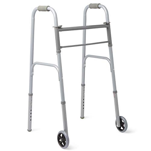 Medline Easy Care Two-Button Folding Walkers With 5' Wheels