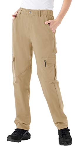 Rdruko Women's Waterproof Hiking Pants Quick Dry Stretch Lightweight Outdoor UPF 50+ Fishing Travel Camping Pants Khaki X-Large