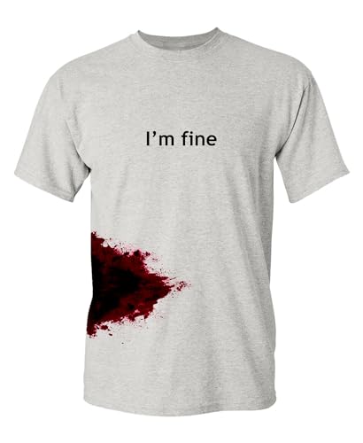 I'm Fine Graphic Sarcastic Movie Halloween Zombie Funny T Shirt L Ash