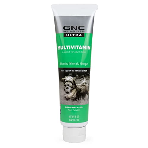 GNC Pets Ultra Multivitamin Gel/Paste, All Dogs, Malt Flavor, 5-oz Tube | Pet Multivitamin Gel for Dogs in Malt Flavor | Daily Supplement for Dogs | Made in The USA FF14375