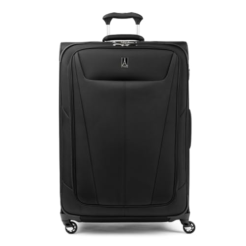 Travelpro Maxlite 5 Softside Expandable Checked Luggage with 4 Spinner Wheels, Lightweight Suitcase, Men and Women, Black, Checked Large 29-Inch