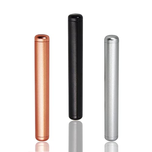 Metal Air Tight Tube Pill Container, Water Proof Tube Storage, Fit in Pocket Purse Lightweight Portable for Travel (3 Pack)