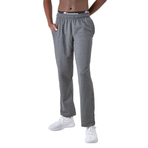 Champion Mens Sweatpants, Powerblend, Fleece, Open-bottom (Reg. Or Big & Tall) Athletic-sweatpants, Granite Heather C Patch Logo, Medium US