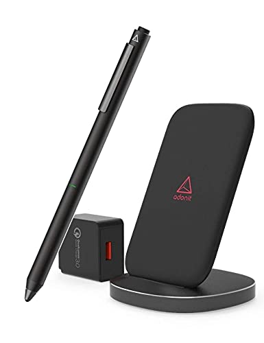 Adonit Dash 3 Capacitive Fine Point Stylus, 10W Wireless Charging Stand (Black)
