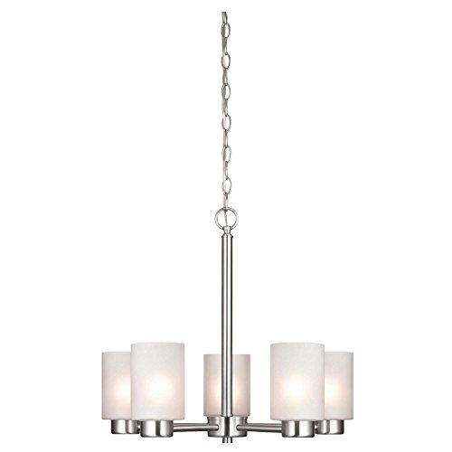Westinghouse Lighting 6227400 Sylvestre Five-Light Interior Chandelier, Brushed Nickel Finish with Frosted Seeded Glass, 5