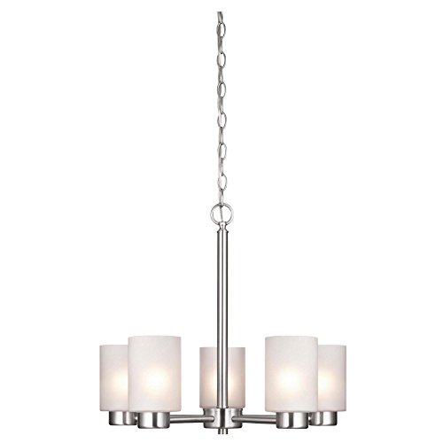 Westinghouse Lighting 6227400 Sylvestre Five-Light Interior Chandelier, Brushed Nickel Finish with Frosted Seeded Glass, 5