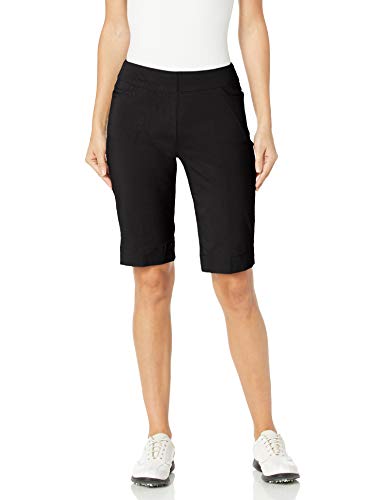 SLIM-SATION Women's Golf Wide Band Pull On Short with Real Pockets(Black,8)