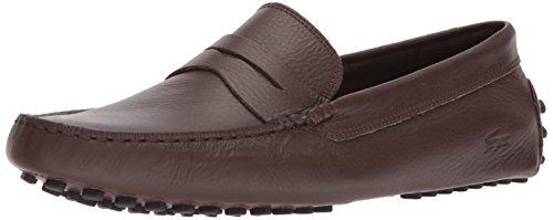 Lacoste mens Concours Driving Style Loafer, Brw/Black Leather, 11 US