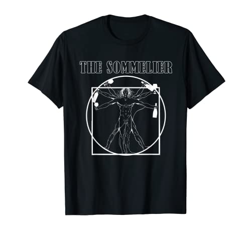 Sommelier Vitruvian Man Wine Glass Bottle Winemaker Winery T-Shirt