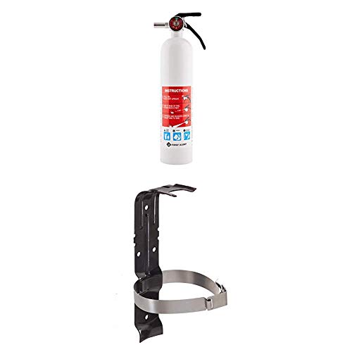First Alert Fire Extinguisher | Marine Fire Extinguisher, White, 8.8', FE1A10GR and First Alert BRACKET2 Replacement Fire Extinguisher Bracket, 1