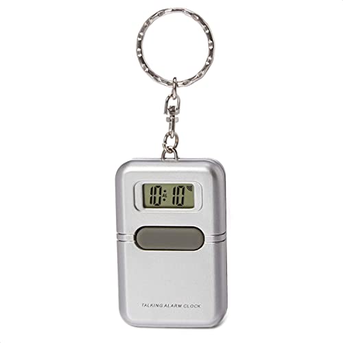 Talking Clock For Blind Keychain Alarm - Small Digital Clock Keychain with Alarm for Visually Impaired Digital Alarm Clock for Kids, Elderly - Digital Clock Battery Operated Talking Travel Alarm Clock