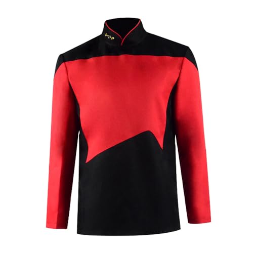 Adult Men's Star Series Captain Picard Cosplay Costume Commander Picard Uniform Coat Costume (3XL, Red) 3X-Large