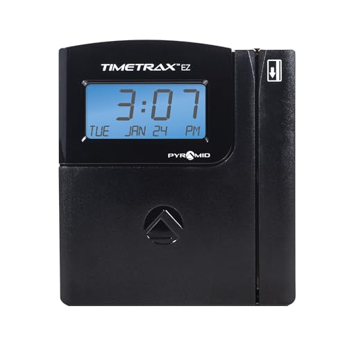 Pyramid Time Systems TTEZEK TimeTrax Automated Swipe Card Time Clock System Includes TimeTrax Software Download, Terminal, 50 Swipe Cards, Cables & Quick Start Guide, Made in The USA, Black