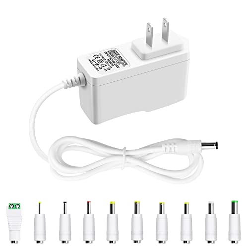 Arkare 12V 1A Power Supply Adapter 12V 1A 0.8A 0.5A AC Adapter Charger Replacement Power Cord Wall Charger AC 100V-240V to DC 12Volt 1000mA for Security Camera BT Speaker GPS Router Scanner White