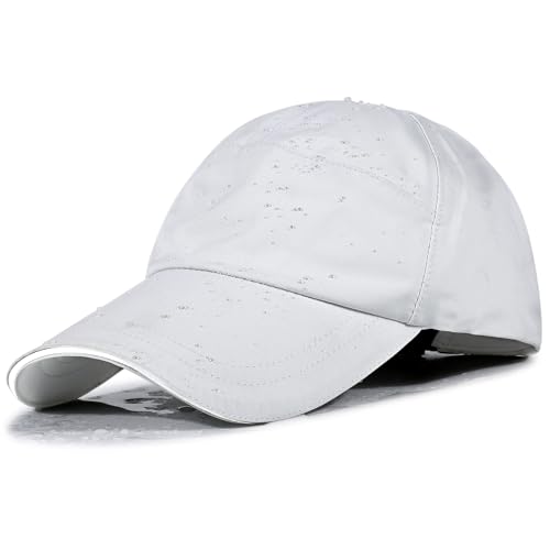 Mens Waterproof Golf Baseball Cap Windproof Breathable UPF50+ Outdoor Caps for Women Sport Adjustable Rain Hat Beige White