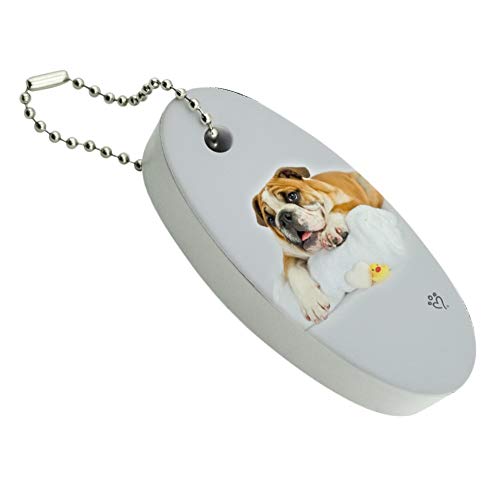 GRAPHICS & MORE British Bulldog Puppy Dog Bath Towel Rubber Duck Floating Keychain Oval Foam Fishing Boat Buoy Key Float