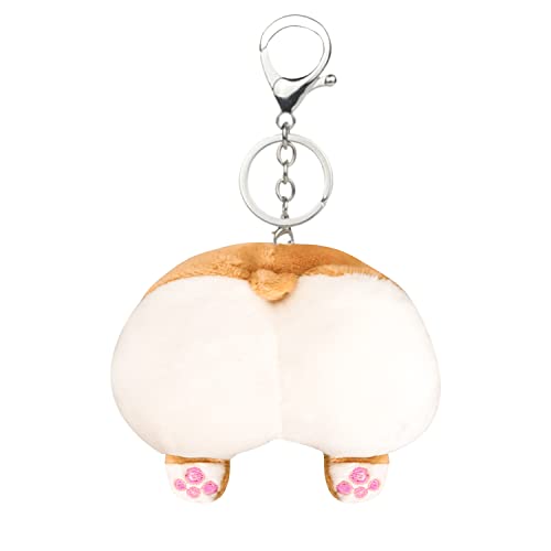 Lacheln Corgi Butt Keychain Kawaii Cute Cartoon Corgie Dog Keyring Bag Pendant with Lobster Clasp Stuffed Animal for Women Girls Funny Birthday Gift