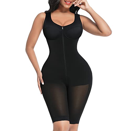 FeelinGirl Full Body Shaper for Women Tummy Control Shapewear Bodysuit Plus Size Faja Black Medium