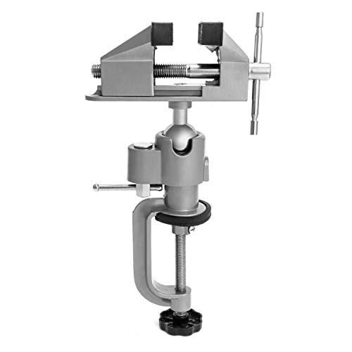 QWORK 3' Universal Tabletop Clamp Vice Tilts Rotate 360°, Portable Work Bench Vise for Drilling, Woodworking,Jewelry Making, Mental working