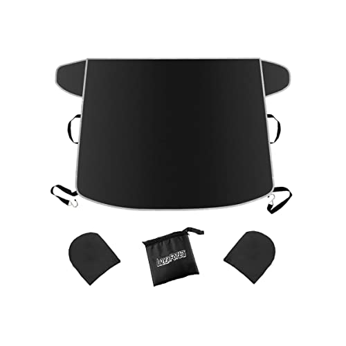 Car Windshield Snow Cover, Winter Frost Windshield Snow Ice Removal Cover/Protector, Waterproof Windproof Sunshade Snow Cover with Side Mirrors Cover Fits Most Cars, Trucks, Vans, SUVs and More