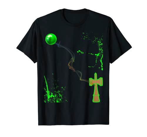 Smoke Wave to Glass Sphere across Green Spray Wooden Kendama T-Shirt