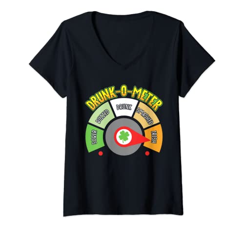 Womens Irish Drunk Meter Funny St. Patrick's Day Drinking Contest V-Neck T-Shirt