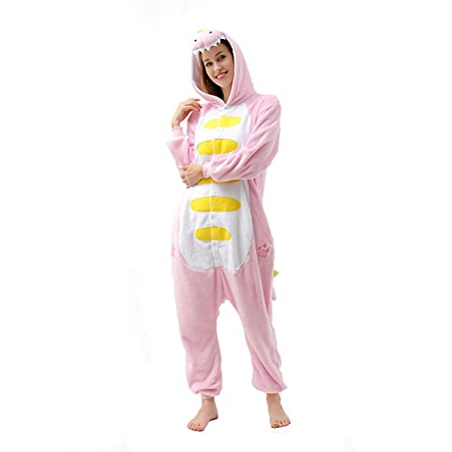 Afoxsos Women's Pink Dinosaur Onesie Adult Pajamas Cosplay Costume ,Size M ,Pink Dragon