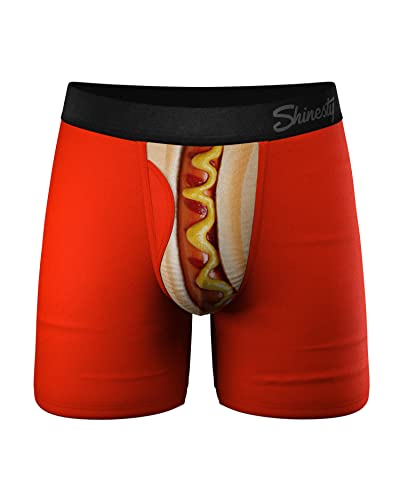 Shinesty Hammock Support Mens Underwear | Boxer Briefs Men with Fly | US XL Hot Dog