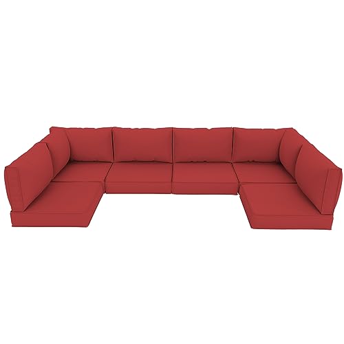Amopatio Outdoor Cushions for Patio Furniture Replacement, Patio Furniture Cushions, Deep Seat Patio Cushions, Patio Seat Cushions for Outdoor Sectional (Red)