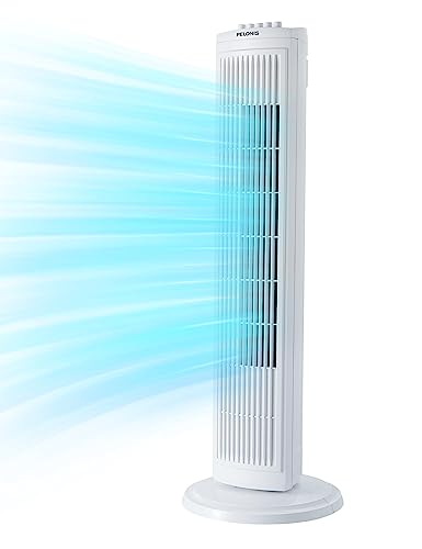 PELONIS 30 Inch Oscillating Tower Fan with 3 Speed Settings and Auto-off Timer, Standing Fan PFT28A2BWW, White