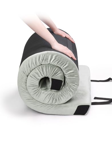 Willpo CertiPUR-US Memory Foam Camping Mattress Portable Sleeping Pad Guest Floor Bed Lightweight Outdoor Tent Mattress with Waterproof Cover & Travel Bag-Kid, Grey