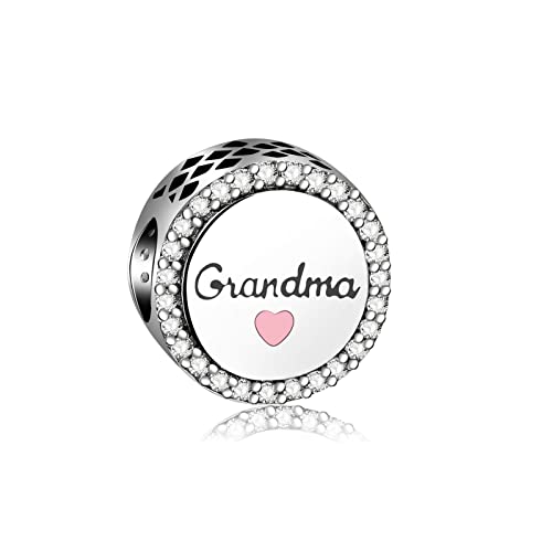 LUXILLA Family Love Mother Daughter Grandma Charm 925 Sterling Silver fits Bracelets Necklace Pendant Bead Charms Jewelry Gift for Women Girl Family Friends (Grandma)