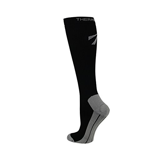 THERASPORT 20-30mmHg Moderate Compression Athletic Performance Socks (Black, XL)
