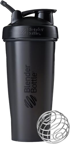 BlenderBottle Classic Shaker Bottle Perfect for Protein Shakes and Pre Workout, Black, 20 Ounce (Pack of 1)