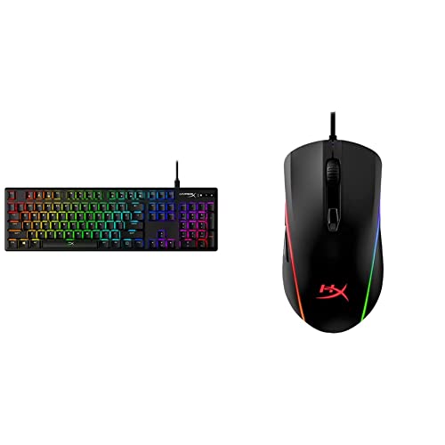 HyperX Alloy Origins - Mechanical Gaming Keyboard, Software-Controlled Light & Macro Customization & Pulsefire Surge - RGB Wired Optical Gaming Mouse, Pixart 3389 Sensor up to 16000 DPI - Black