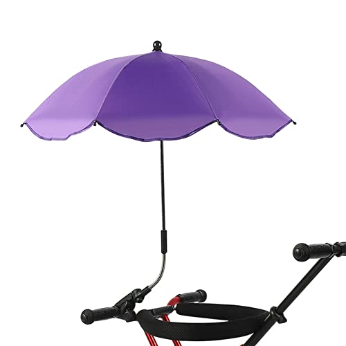RENXR Chair Umbrella with Clamp, Universal Adjustable Beach Chair Umbrella UV Protection Sunshade Umbrella for Strollers Wheelchairs Patio Chairs,Purple