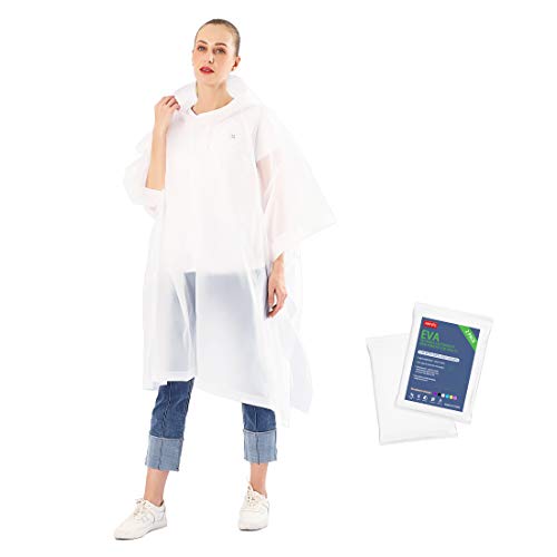 ANTVEE Reusable Adult Rain Ponchos 2 count (Pack of 1) for Women and Men with Drawstring Hood