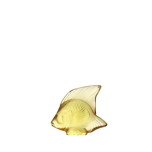 Lalique Crystal Yellow Gold Fish Sculpture