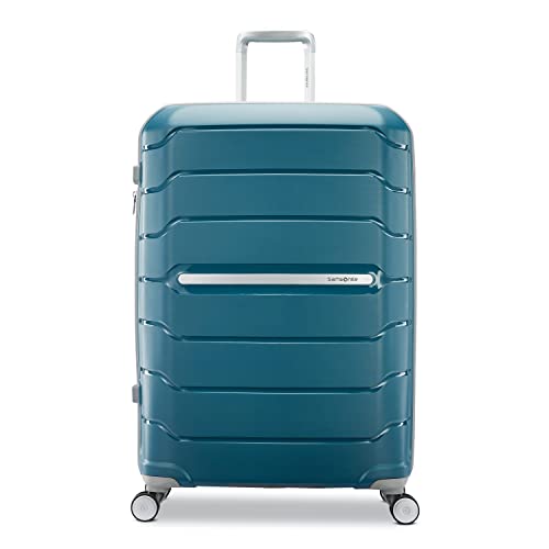 Samsonite Freeform Hardside Expandable with Double Spinner Wheels, Checked-Large 28-Inch, Dark Teal