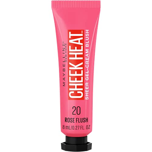 Maybelline Cheek Heat Gel-Cream Blush Makeup, lightweight, Breathable Feel, Sheer Flush Of Color, Natural-Looking, Dewy Finish, Oil-Free, Rose Flush, 1 Count