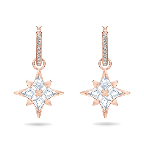 Swarovski Symbolic Collection Women's Dangling Mini Hoop Pierced Earrings, Rose-Gold Tone Plated with White Crystal Accents