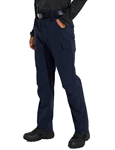 KFUBUO Men's Lightweight Ripstop Tactical Cargo Pants, Water Resistant Hiking Work Pants Relaxed Fit Navy
