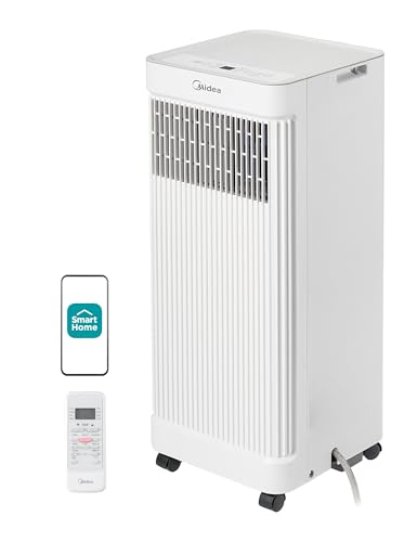 Midea 10,000 BTU ASHRAE (7,100 BTU SACC) Portable Air Conditioner Samrt Control, Cools up to 300 Sq. Ft., with Dehumidifier & Fan mode, Easy- to-use Remote Control & Window Installation Kit Included