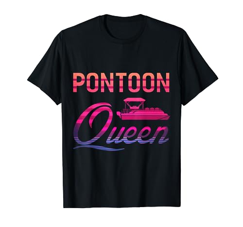 Womens Vintage Pontoon Queen Funny Boating Tshirt Tee T-Shirt